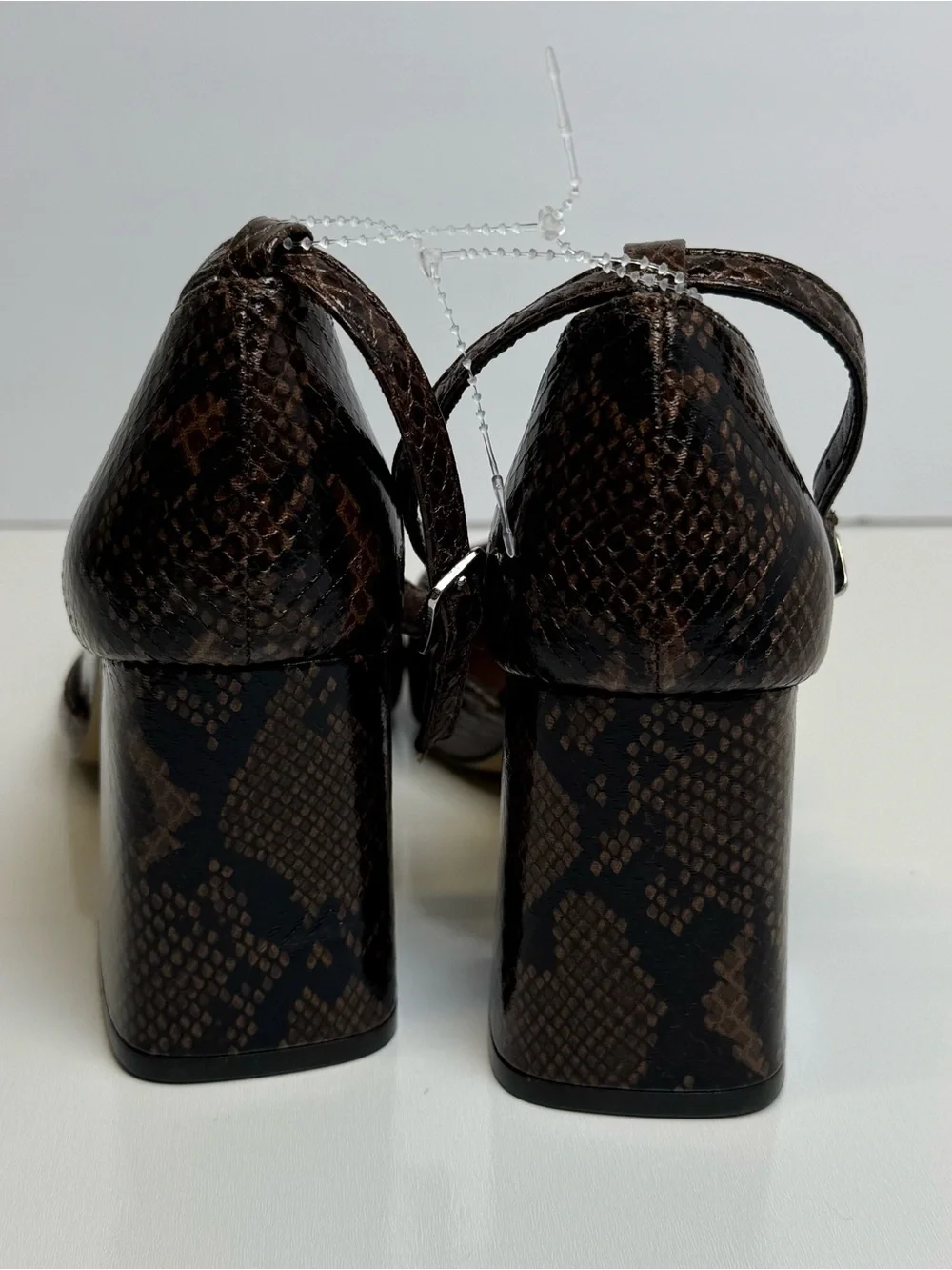 Rebecca Minkoff Women's Brown Snake Print Strap Block Heels 9 M New NWT Katerin